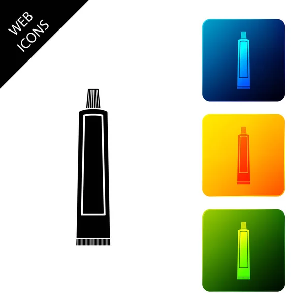 Tube of toothpaste icon isolated. Set icons colorful square buttons. Vector Illustration — Stock Vector