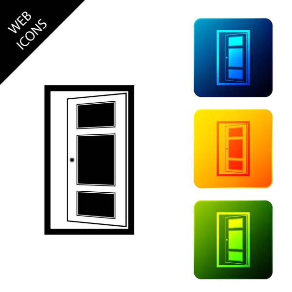 Symbol der offenen Tür isoliert. setzen Symbole bunte quadratische Tasten. Vektorillustration — Stockvektor