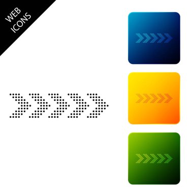 Nokta ok simgesi yalıtılmış. Simgeleri renkli kare düğmeleri ayarlayın. Vektör İllüstrasyonu