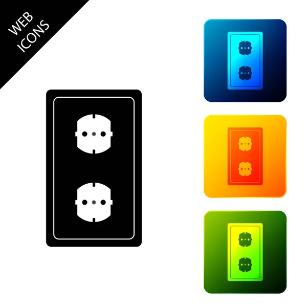 Electrical outlet icon isolated. Power socket. Rosette symbol. Set icons colorful square buttons. Vector Illustration — Stock Vector