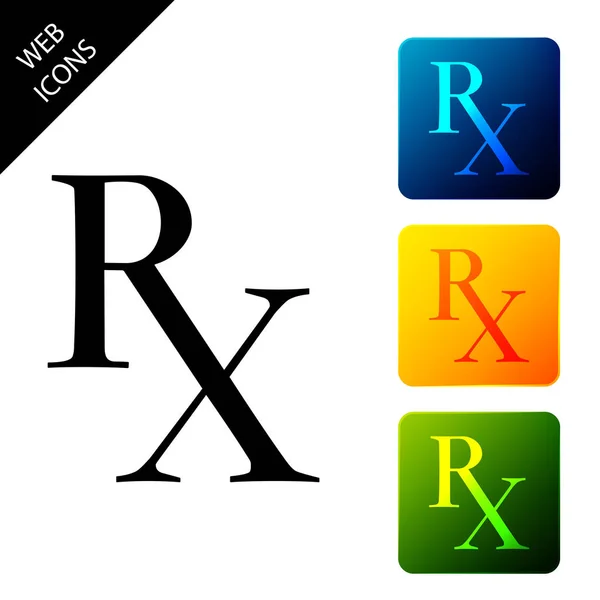 Medicine szimbólum Rx vényköteles ikont elszigetelt. Készlet ikonok színes szögletes gombok. Vektoros illusztráció — Stock Vector