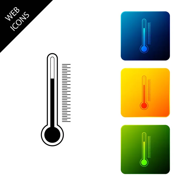 Thermometer-Symbol isoliert. setzen Symbole bunte quadratische Tasten. Vektorillustration — Stockvektor