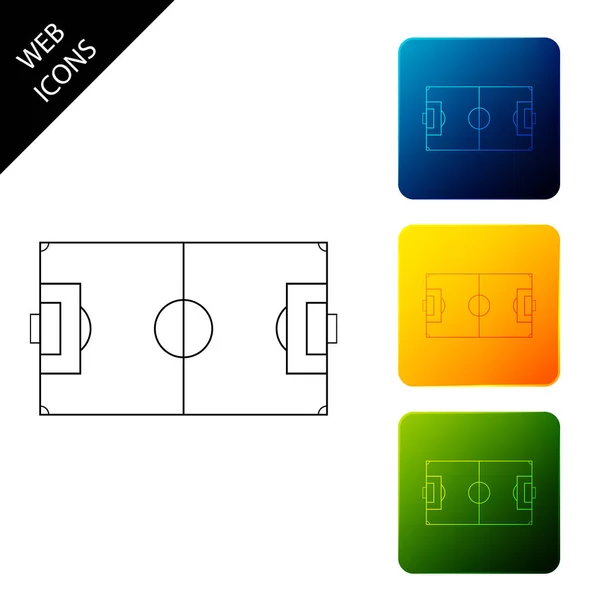 Terrain de football ou icône de terrain de football isolé. Set icônes boutons carrés colorés. Illustration vectorielle — Image vectorielle