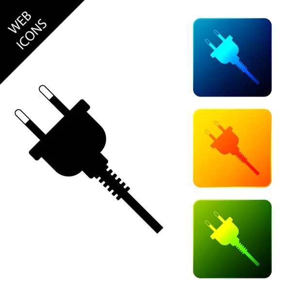 Electric plug icon isolated. Concept of connection and disconnection of the electricity. Set icons colorful square buttons. Vector Illustration — Stock Vector