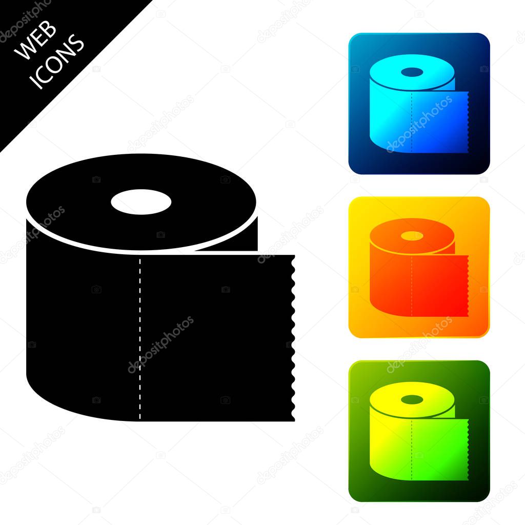 Toilet paper roll icon isolated. Set icons colorful square buttons. Vector Illustration