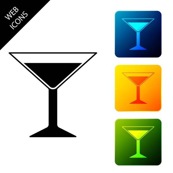 Martini-Glassymbol isoliert auf weißem Hintergrund. Cocktail-Symbol. Weinglas-Ikone. setzen Symbole bunte quadratische Tasten. Vektorillustration — Stockvektor