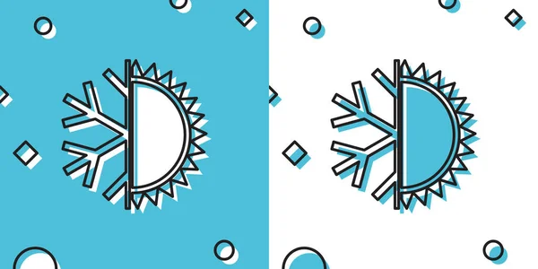 Schwarz Heißes Und Kaltes Symbol Sonne Und Schneeflockensymbol Isoliert Auf — Stockvektor