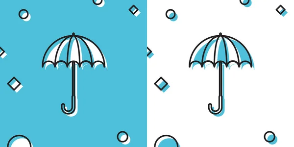 Schwarz Klassisch Elegant Geöffnetes Schirm Symbol Isoliert Auf Blauem Und — Stockvektor
