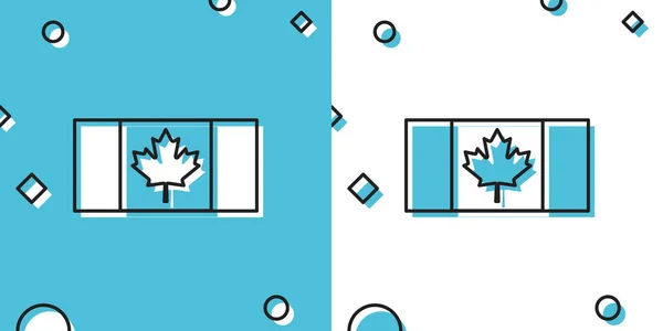 Das Symbol Der Schwarzen Kanadischen Flagge Isoliert Auf Blauem Und — Stockvektor