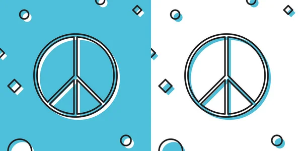 Black Peace Sign Icon Isolated Blue White Background Hippie Symbol — Stock Vector