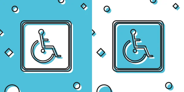 Schwarzes Behindertensymbol Isoliert Auf Blauem Und Weißem Hintergrund Behindertenschild Für — Stockvektor