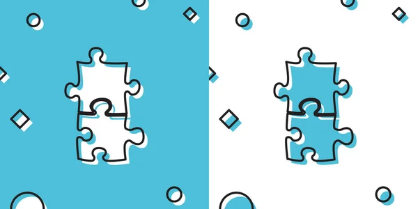 Pièce Noire Puzzle Icône Isolée Sur Fond Bleu Blanc Affaires — Image vectorielle