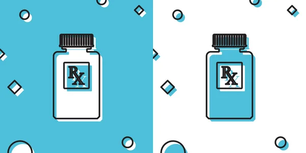 Fekete Pill Palack Jel Tabletták Ikon Elszigetelt Kék Fehér Háttér — Stock Vector