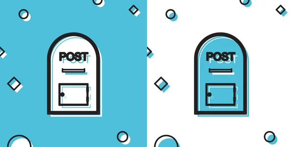 Black Mail Ikonen Post Box Ikon Isolerad Blå Och Vit — Stock vektor