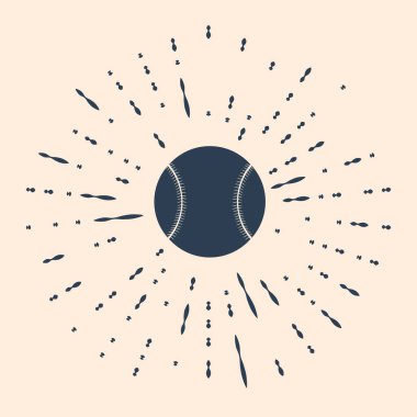 Siyah beyzbol topu simgesi bej arka planda izole edildi. Soyut çember rastgele noktalar. Vektör İllüstrasyonu