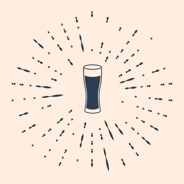 Schwarzes Glas Bier Ikone Auf Beigem Hintergrund Abstrakte Kreis Zufällige — Stockvektor