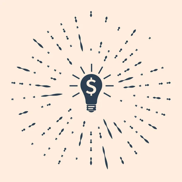 Black Light Bulb Dollar Symbol Icon Isolated Beige Background Money — Stock Vector