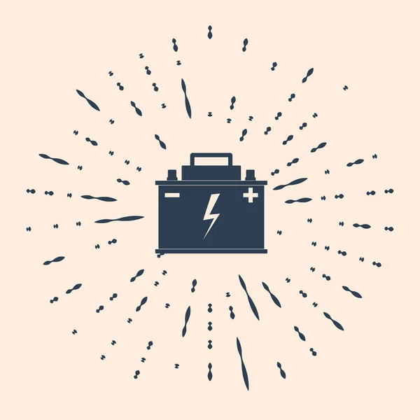 Zwarte Auto Batterij Pictogram Geïsoleerd Beige Achtergrond Accumulator Batterij Energie — Stockvector