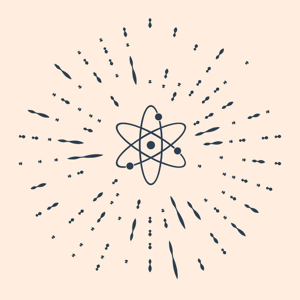 Піктограма Чорного Атома Ізольована Бежевому Фоні Символ Науки Освіти Ядерної — стоковий вектор