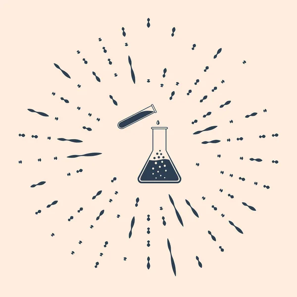 Zwarte Reageerbuis Erlenmeyer Chemisch Laboratorium Testpictogram Geïsoleerd Beige Achtergrond Laboratorium — Stockvector