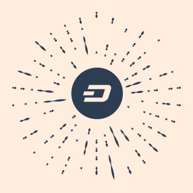 Siyah Kripto Para Dash simgesi bej arka planda izole edildi. Madeni para. Dijital para birimi. Altcoin sembolü. Engelleme zinciri tabanlı şifreli para birimi. Vektör İllüstrasyonu.