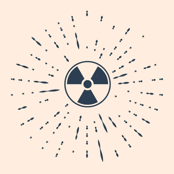 Icono Radiactivo Negro Aislado Sobre Fondo Beige Símbolo Tóxico Radiactivo — Archivo Imágenes Vectoriales