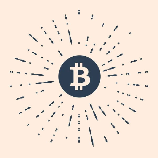 Svart Cryptocurrency Mynt Bitcoin Ikon Isolerad Beige Bakgrund Bitcoin För — Stock vektor