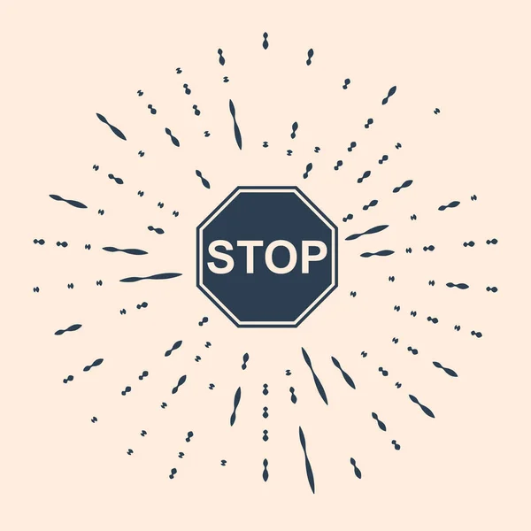 Icona Del Segnale Black Stop Isolata Sfondo Beige Simbolo Stop — Vettoriale Stock