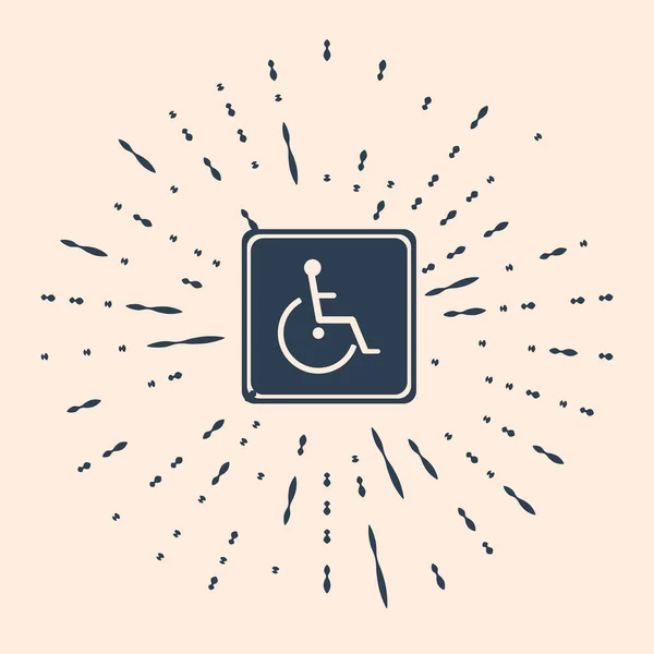Siyah Pasifleştirilmiş Engelli Simgesi Bej Arka Planda Izole Edildi Tekerlekli — Stok Vektör