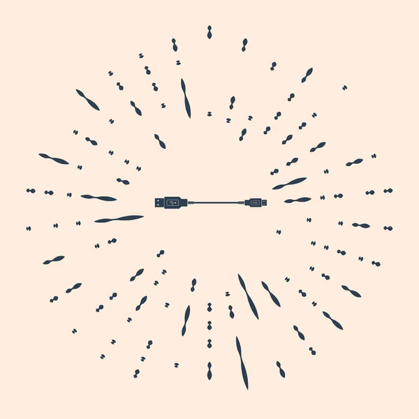 Schwarzes Symbol Für Usb Microkabel Auf Beigem Hintergrund Stecker Und — Stockvektor