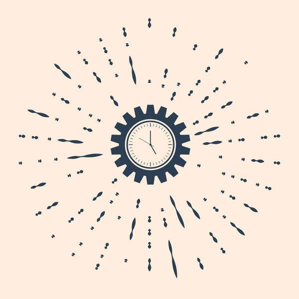 Icône Black Time Management Isolée Sur Fond Beige Horloge Enseigne — Image vectorielle