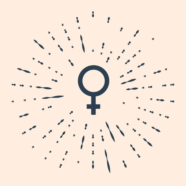 ベージュの背景に隔離された黒の女性の性別記号アイコン 金星のシンボル 女性の生物や女性のシンボル 抽象円のランダムなドット ベクターイラスト — ストックベクタ