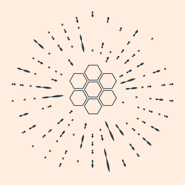 Черный Медовый Сотовый Знак Значок Изолирован Бежевом Фоне Символ Медовых — стоковый вектор