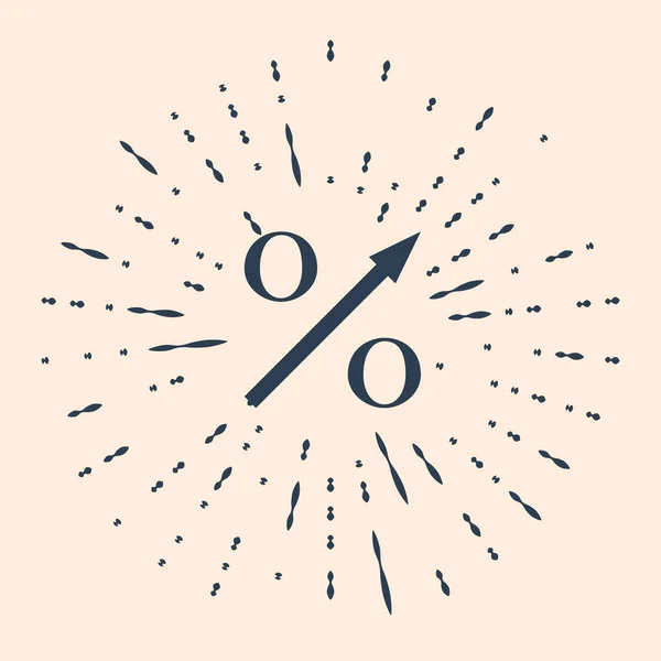 Черный Процент Стрелки Вверх Значок Изолирован Бежевом Фоне Увеличение Процента — стоковый вектор