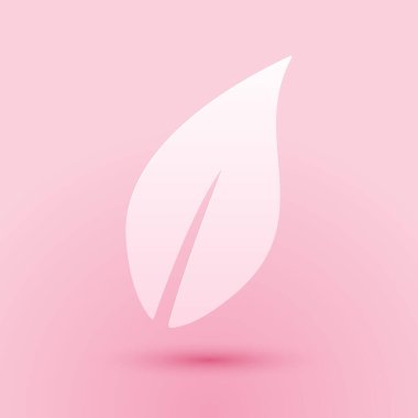 Kağıt kesiği Yaprak simgesi pembe arka planda izole edilmiş. Kağıt sanatı tarzı. Vektör