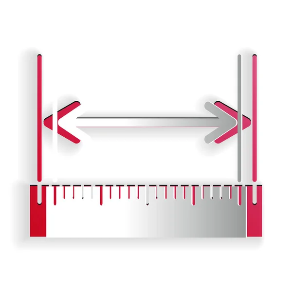 종이는 높이와 길이 아이콘을 흰색 배경에 분리 시켰다. Ruler, straight tedge, scale symboic. 종이 예술 스타일. Vector — 스톡 벡터