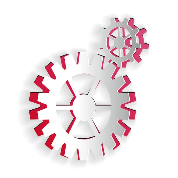 Icono de engranaje de corte de papel aislado sobre fondo blanco. Señal de configuración del engranaje Cogwheel. Un símbolo de engranaje. Estilo de arte de papel. Vector — Vector de stock