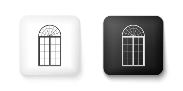 Icono de ventana en blanco y negro aislado sobre fondo blanco. Botón cuadrado. Vector — Archivo Imágenes Vectoriales