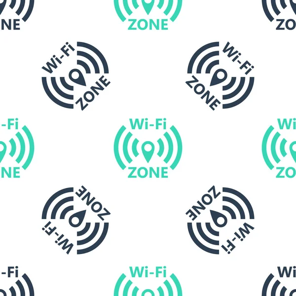Green Wi-Fi wireless internet network symbol isolated seamless pattern on white background. Вектор — стоковый вектор