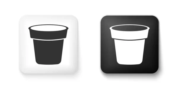 Zwart-wit Flower pot icoon geïsoleerd op witte achtergrond. Vierkant. Vector — Stockvector