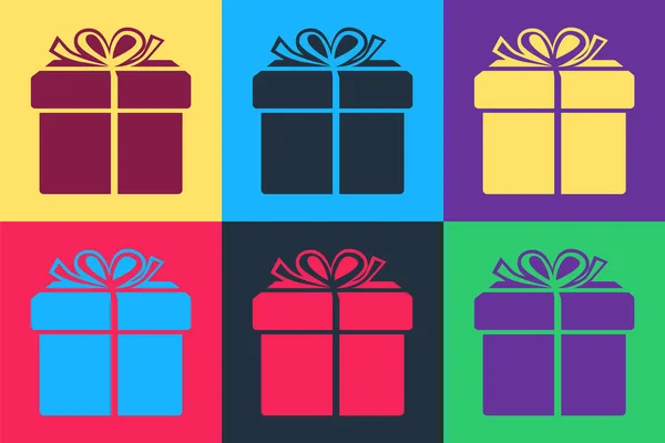 Pop art Gift box icon isolated on color background. Vector