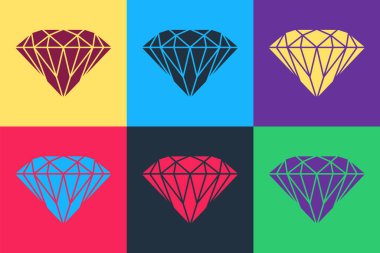 Pop Art Diamond simgesi renk arkaplanında izole edildi. Mücevher sembolü. Mücevher taşı. Vektör.
