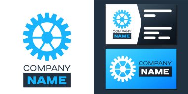 Logotype Gear simgesi beyaz arkaplanda izole edildi. Çarklı teçhizat ayarları. İşçi sembolü. Logo tasarım şablonu elemanı. Vektör.