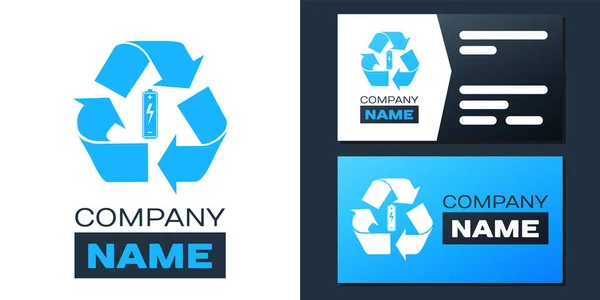 Logotipo Batería Con Icono Símbolo Reciclaje Aislado Sobre Fondo Blanco — Vector de stock