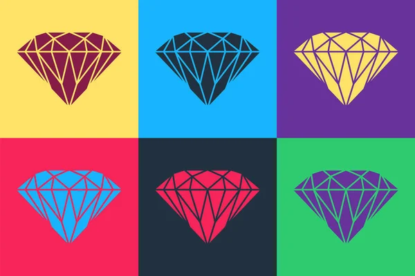Pop Art Diamant Symbol Isoliert Auf Farbigem Hintergrund Schmuck Symbol — Stockvektor