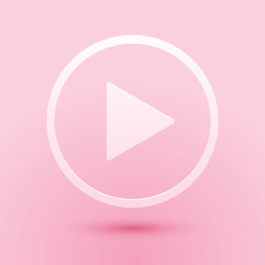 Kağıt kesiği Pembe arka planda izole edilmiş oyun simgesi. Kağıt sanatı tarzı. Vektör.