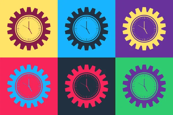 Pop Konst Time Management Ikonen Isolerad Färg Bakgrund Klocka Och — Stock vektor