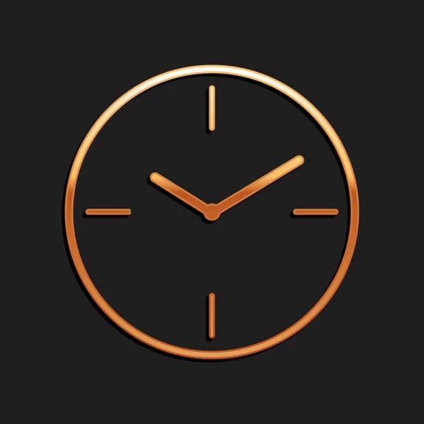 Icono Del Reloj Oro Aislado Sobre Fondo Negro Símbolo Tiempo — Archivo Imágenes Vectoriales