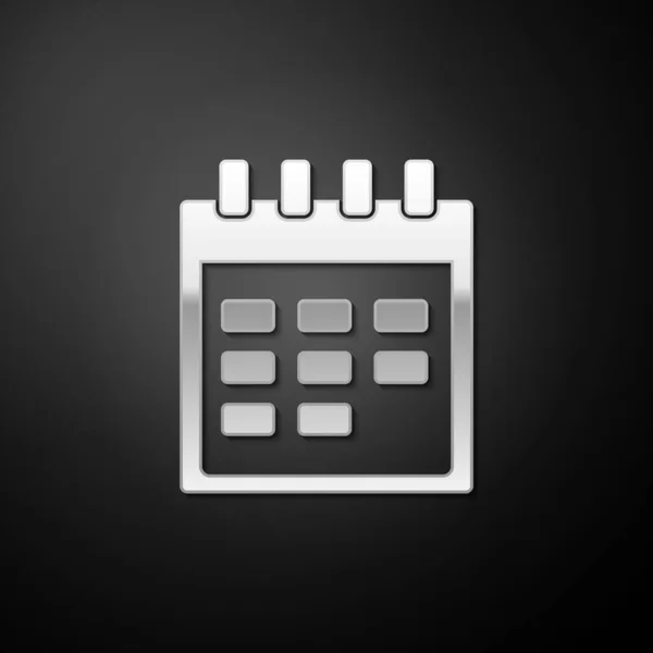 Иконка Silver Calendar Выделена Черном Фоне Длинный Стиль Тени Вектор — стоковый вектор
