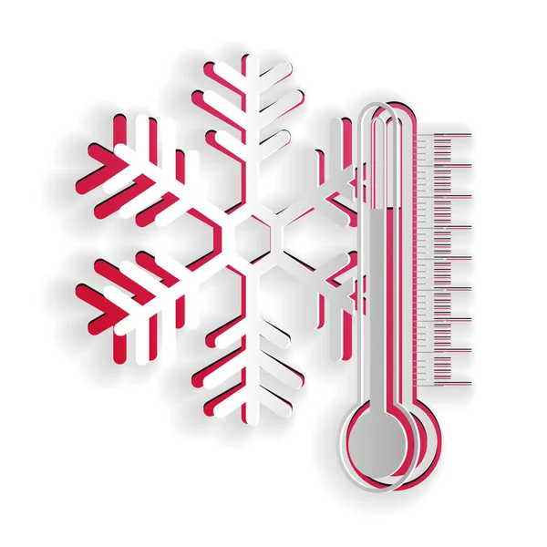 Thermomètre Avec Icône Flocon Neige Isolé Sur Fond Blanc Style — Image vectorielle